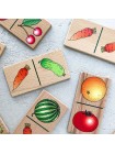 Деревянная настольная игра Домино «Фрукты — овощи» купить