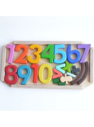 Объемный набор деревянные цифры и знаки "Учусь считать"