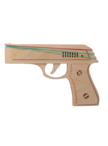 Деревянный Пистолет Резинкострел из фанеры, собранный - купить