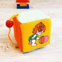 Кубик Тактильный мягкая игрушка - Девочка, Мякиши 160