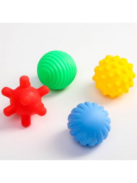 Набор тактильные массажные мячики для ванной 4 шт, цвета МИКС