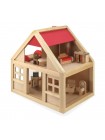 Деревянный кукольный домик с мебелью купить