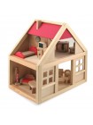 Деревянный кукольный домик с мебелью купить