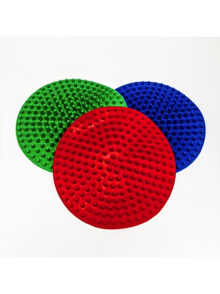 Набор из трех круглых ковриков с шипами (синий, зеленый, красный), d-22 cм