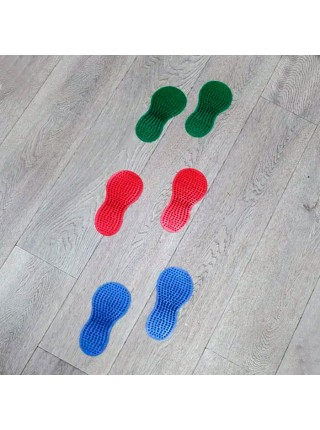 Массажные следочки с шипами: 2 синих + 2 красных + 2 зеленых. Размер следка 23x10 см