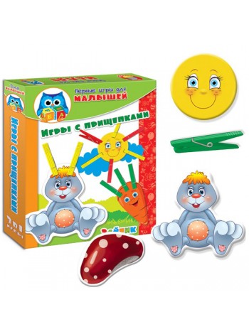 Vladi Toys Первые игры для малышей. Игры с прищепками Зайка купить