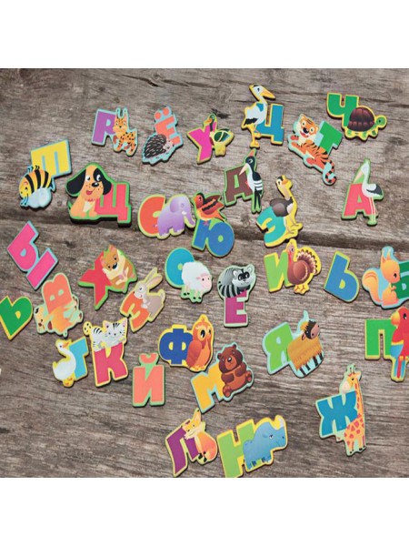 Алфавит русский "Животный мир" магнитные буквы, Мастер игрушек IG0033