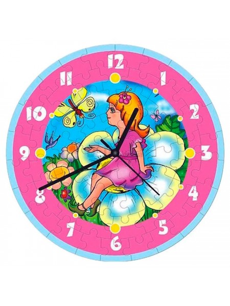 Сборная пазл-игрушка "Часы Дюймовочка", с часовым механизмом, 61 деталь